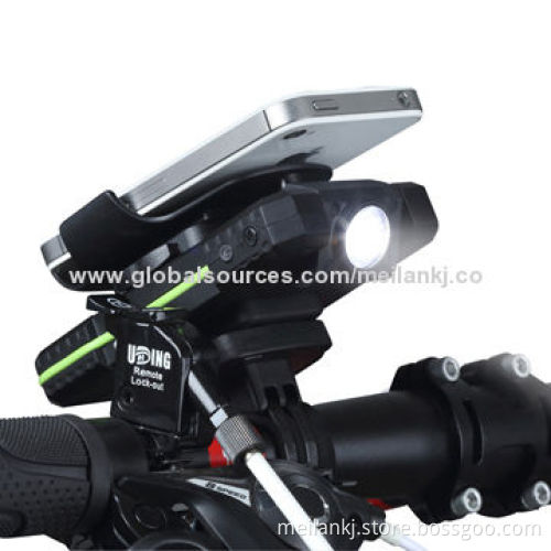 Waterproof power bank with rotatable LED lighting, red SOS light, smartphone/GPS bike mount holder